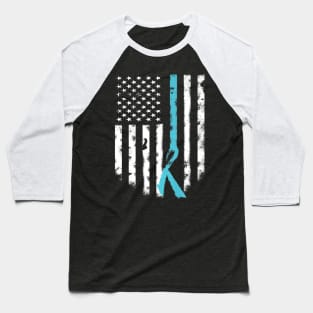 Allergy Awareness Support American Flag Teal Ribbon Baseball T-Shirt